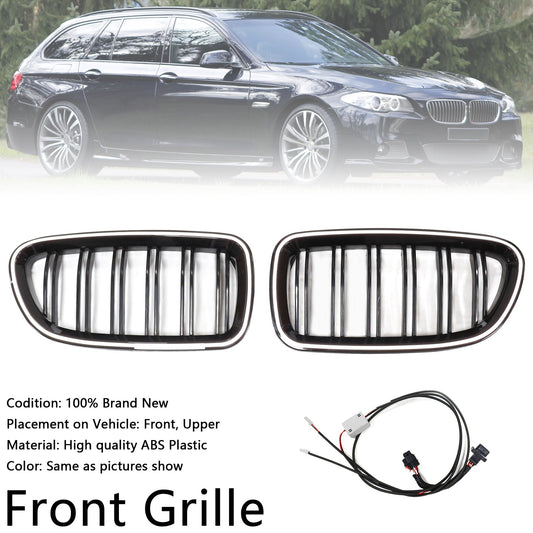 01.2009-10.2016 BMW 5-Series F10 Kidney Bumper Grill Grille Gloss Black 51137203649 51137203650