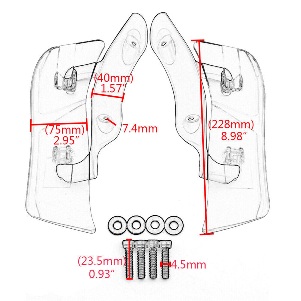 2015-2016 Harley Road Glide CVO Ultra FLTRUSE Left & Right Adjustable Upper Fairing Side Wind Air Deflector