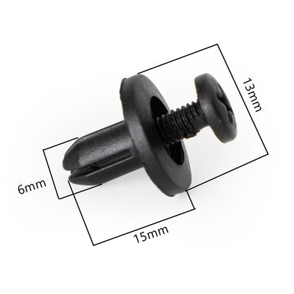 10 Pack 6mm Fairing Panel Trim Clips Screw In Rivets Clip Motorcycle Universal