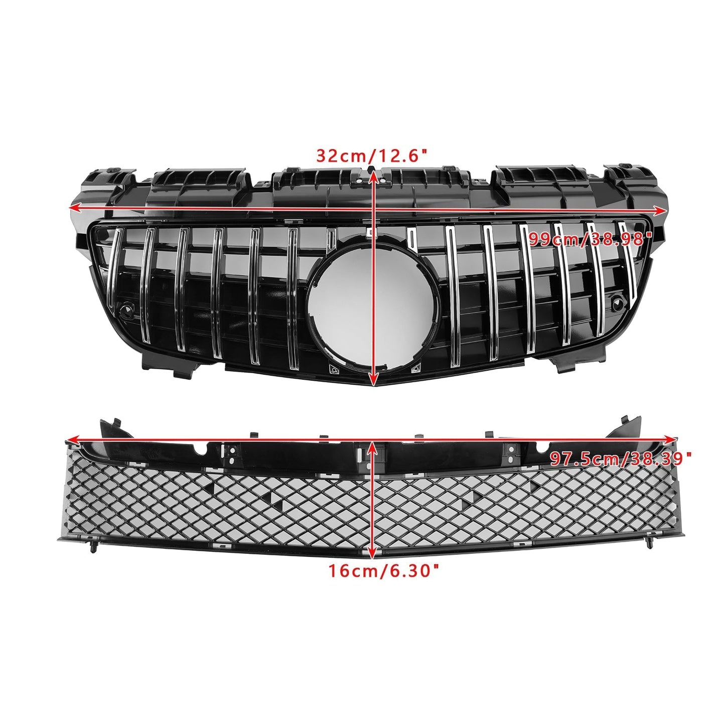 2011-2016 Mercedes-Benz SLK-Class R172 SLK55 Chrome Front Upper Lower Grille A1728880160