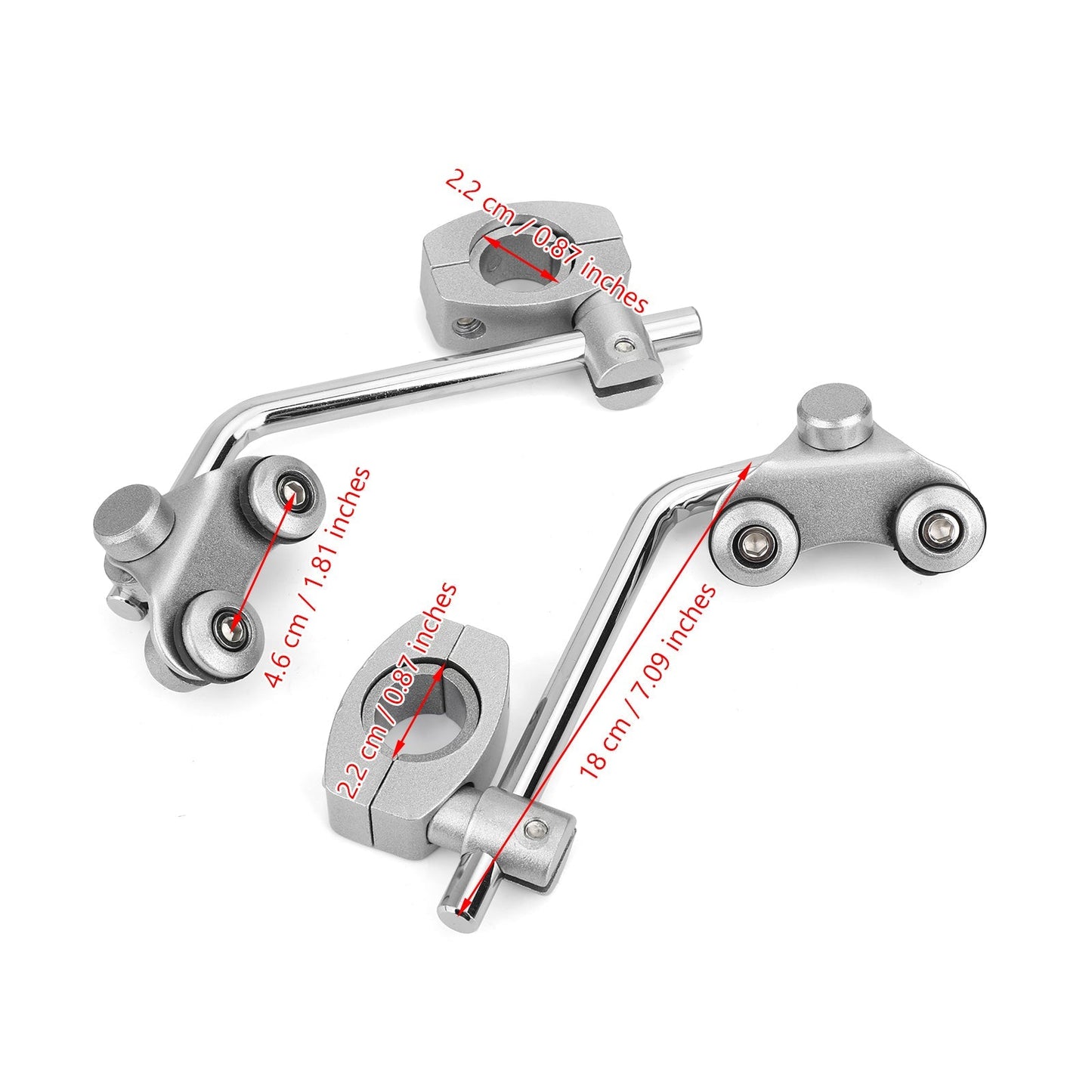 Support de fixation universel pour pare-brise de guidon standard 7/8" 22 mm, argent