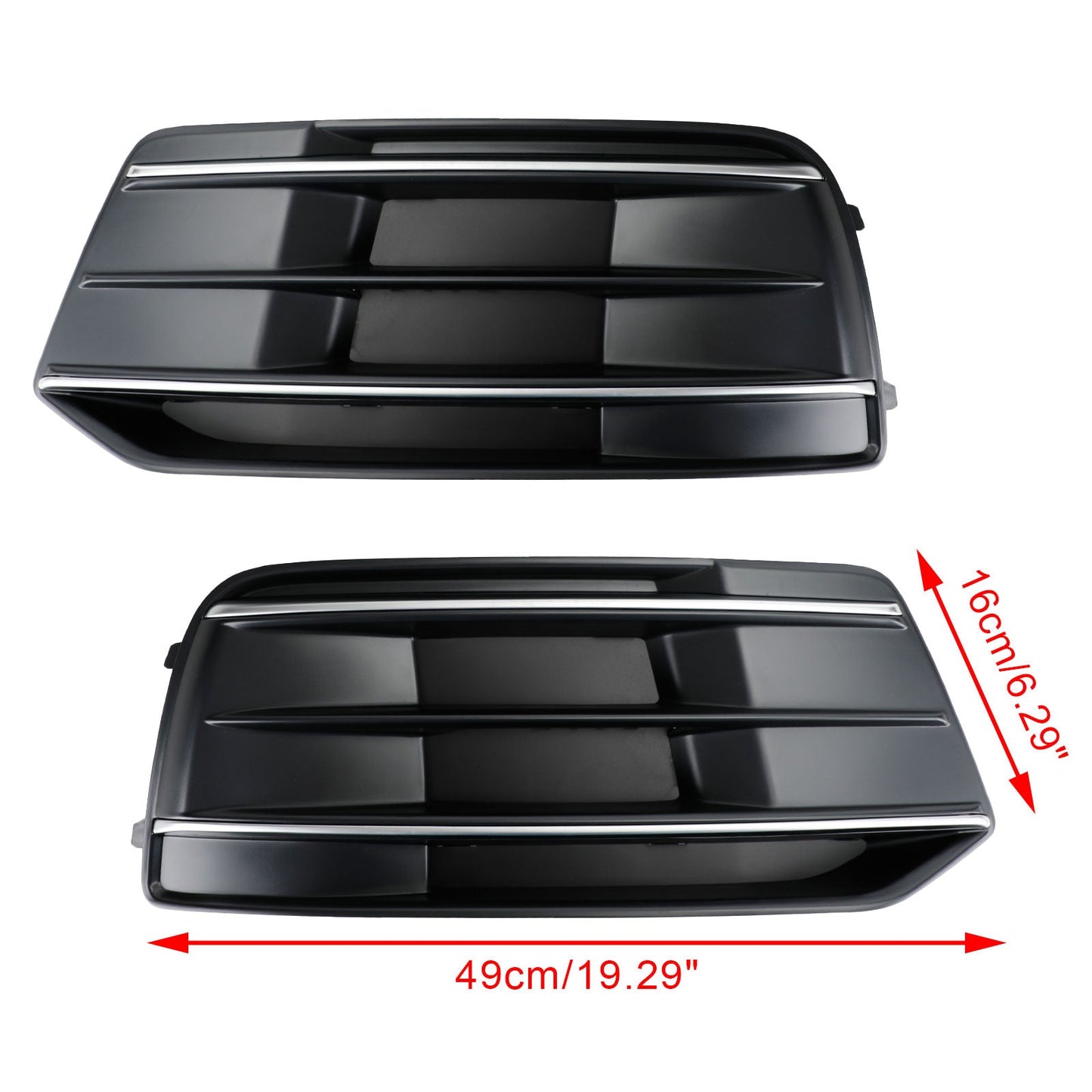 2018-2022 Audi Q5 Standard Version 2PCS Black/Chrome Front Bumper Cover Grille Bezel Insert Generic