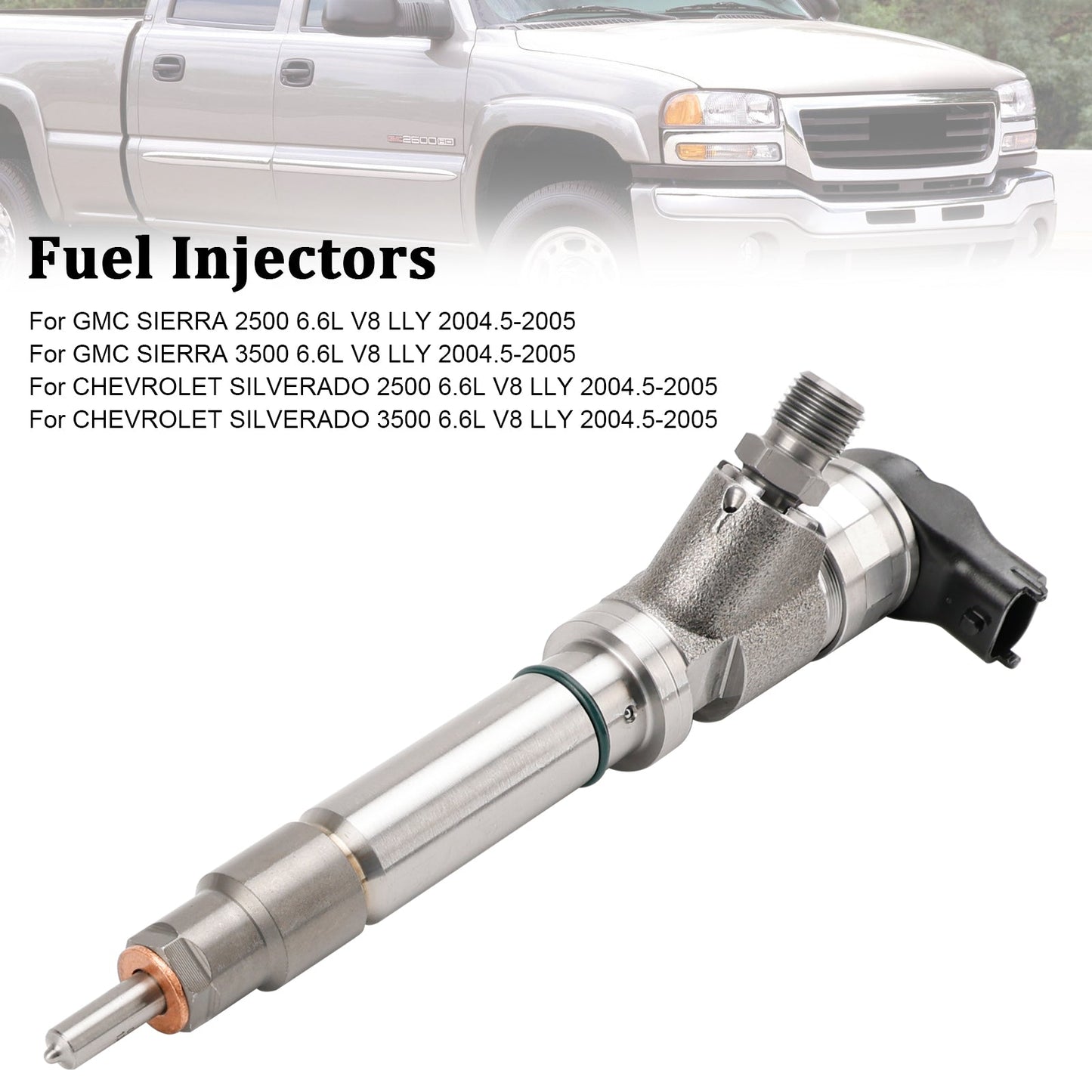 2004.5-2005 For GMC SIERRA 2500/3500 6.6L V8 LLY 1PCS Fuel Injector 0986435504