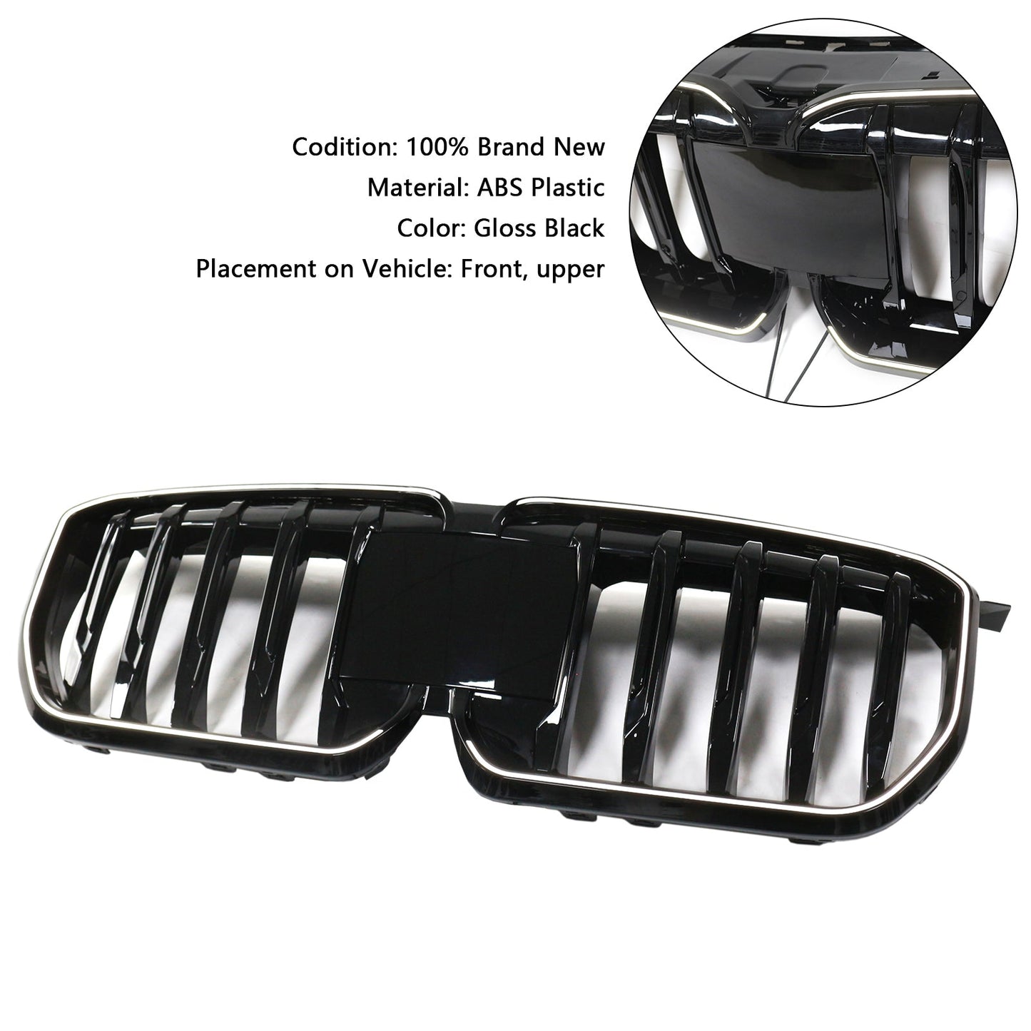 2023-2024 Gloss Black Front Bumper Kidney Grill Grille Fit BMW X1 U11 U12