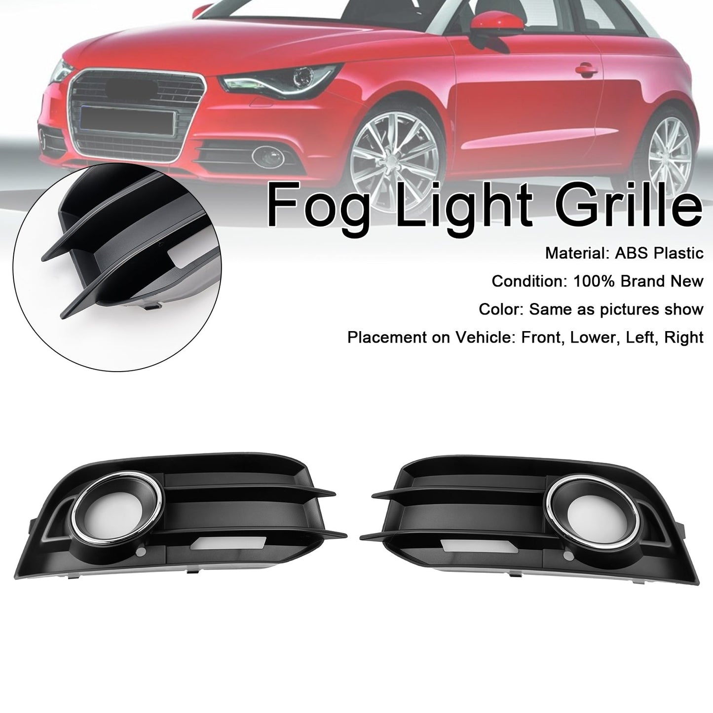 2011-2014 2PCS Fog Light Grille Front Bumper Grill Cover Fit Audi A1 8X