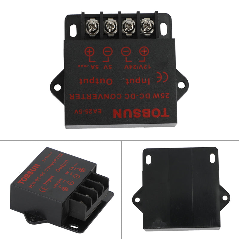 Convertisseur de tension CC 12/24 V vers 5 V 5 A 25 W, adaptateur secteur, régulateur abaisseur