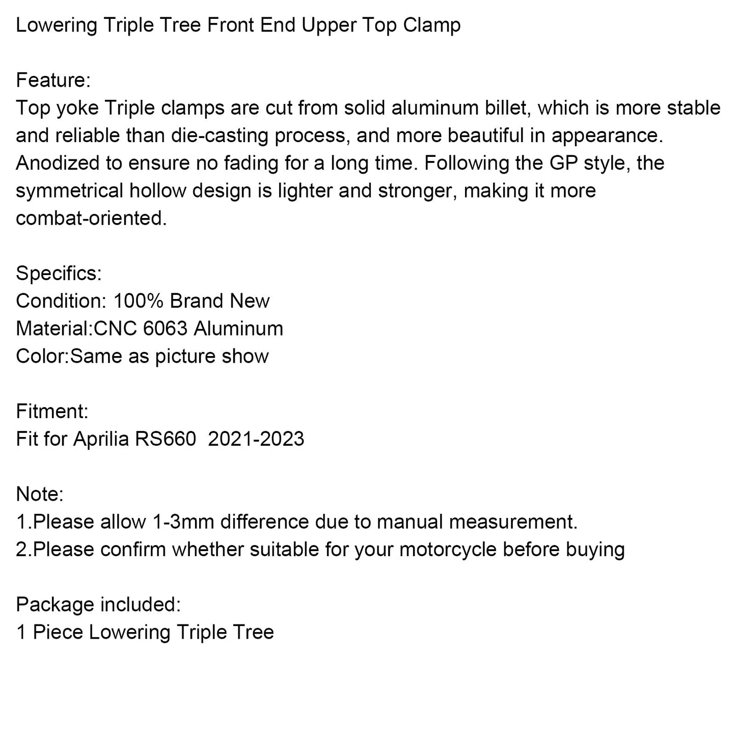 Abrazadera superior delantera para árbol de levas de descenso Aprilia RS 660 RS660 21-23