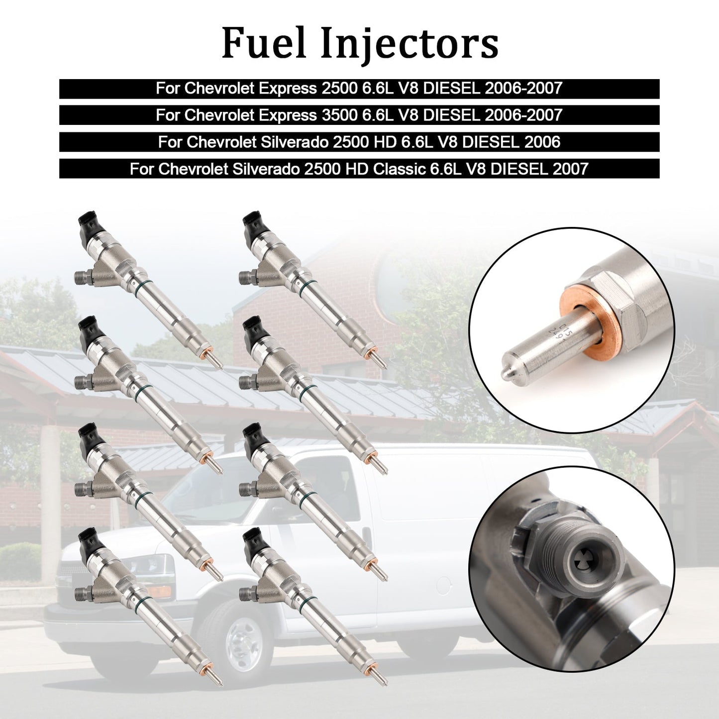 2007 For Chevy Silverado 2500 HD Classic 6.6L V8 DIESEL 8PCS Fuel Injector 0445120042 0445120082 19208742