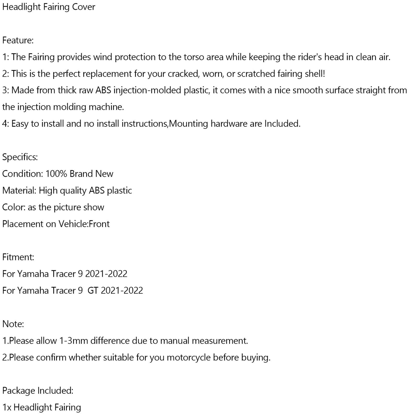 Headlight Fairing Stay Beak Nose Cone For For Yamaha Tracer 9 GT 2021-2022