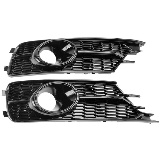 2016-2018 Audi A6 C7 W/ACC Hole Pair Front Bumper Lower Light Cover Grille Black Grill