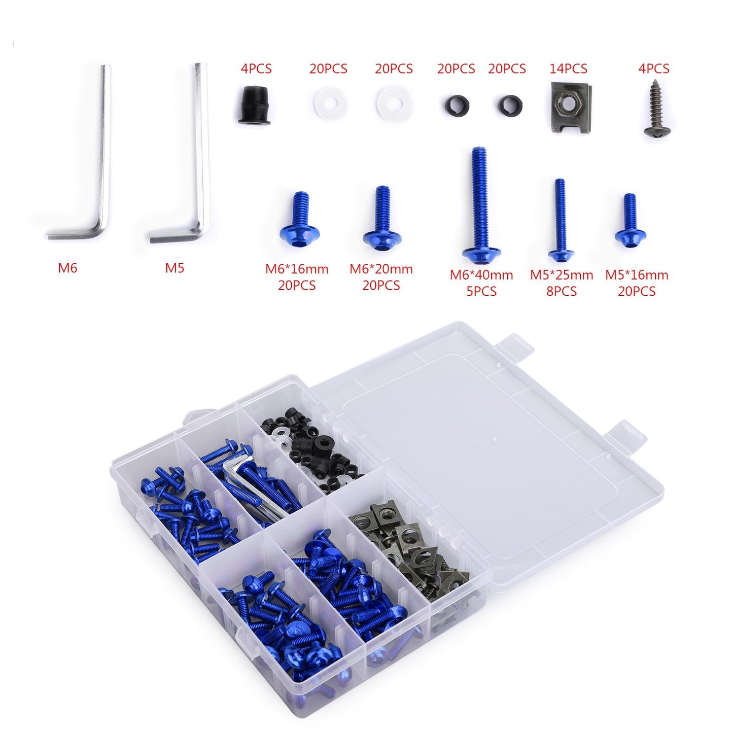 Honda Yamaha Suzuki Kawasaki 177PCS Fairing Bolt Kit Bodywork Screws
