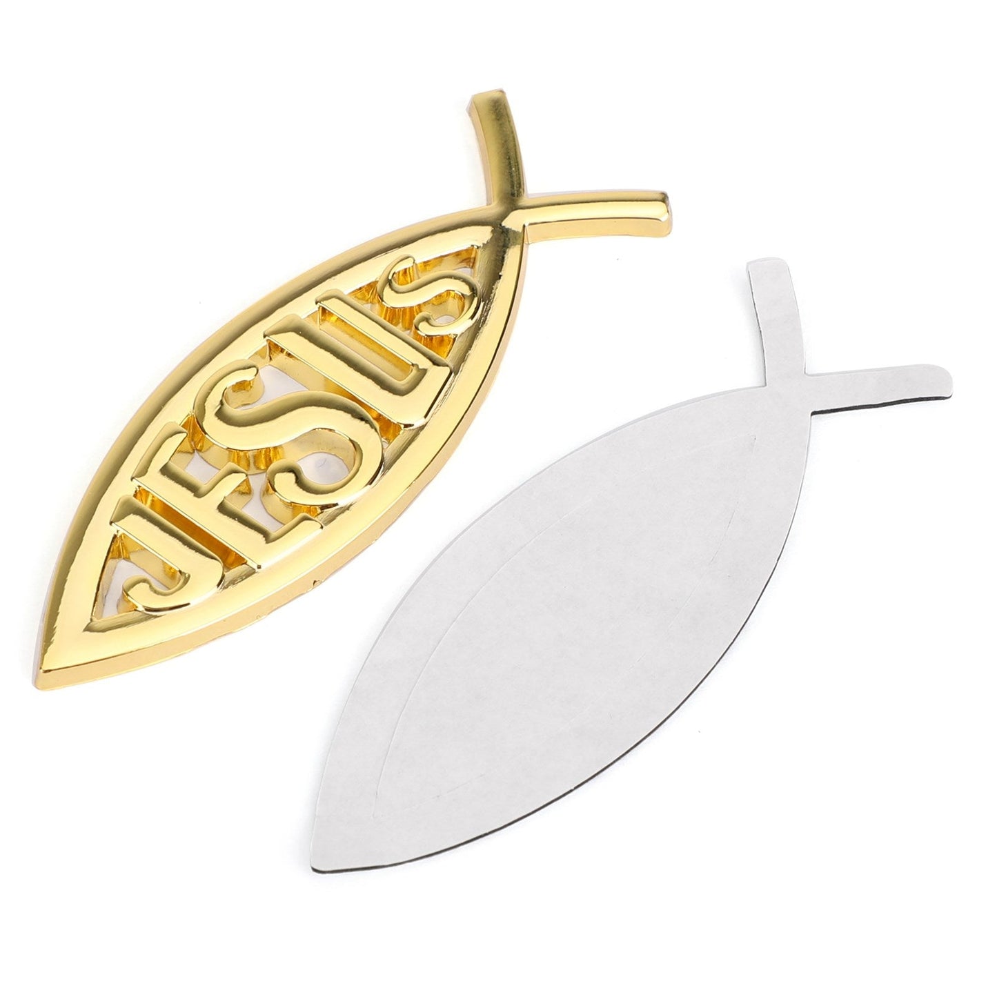 Jesus Christian Fish Symbol Gold 3D Car Decal Emblem Sticker Religious God