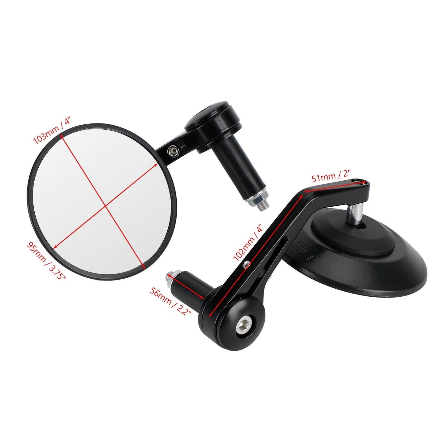 Rétroviseurs de guidon personnalisés antireflets ronds noirs de qualité billette 22 mm 7/8" x 2
