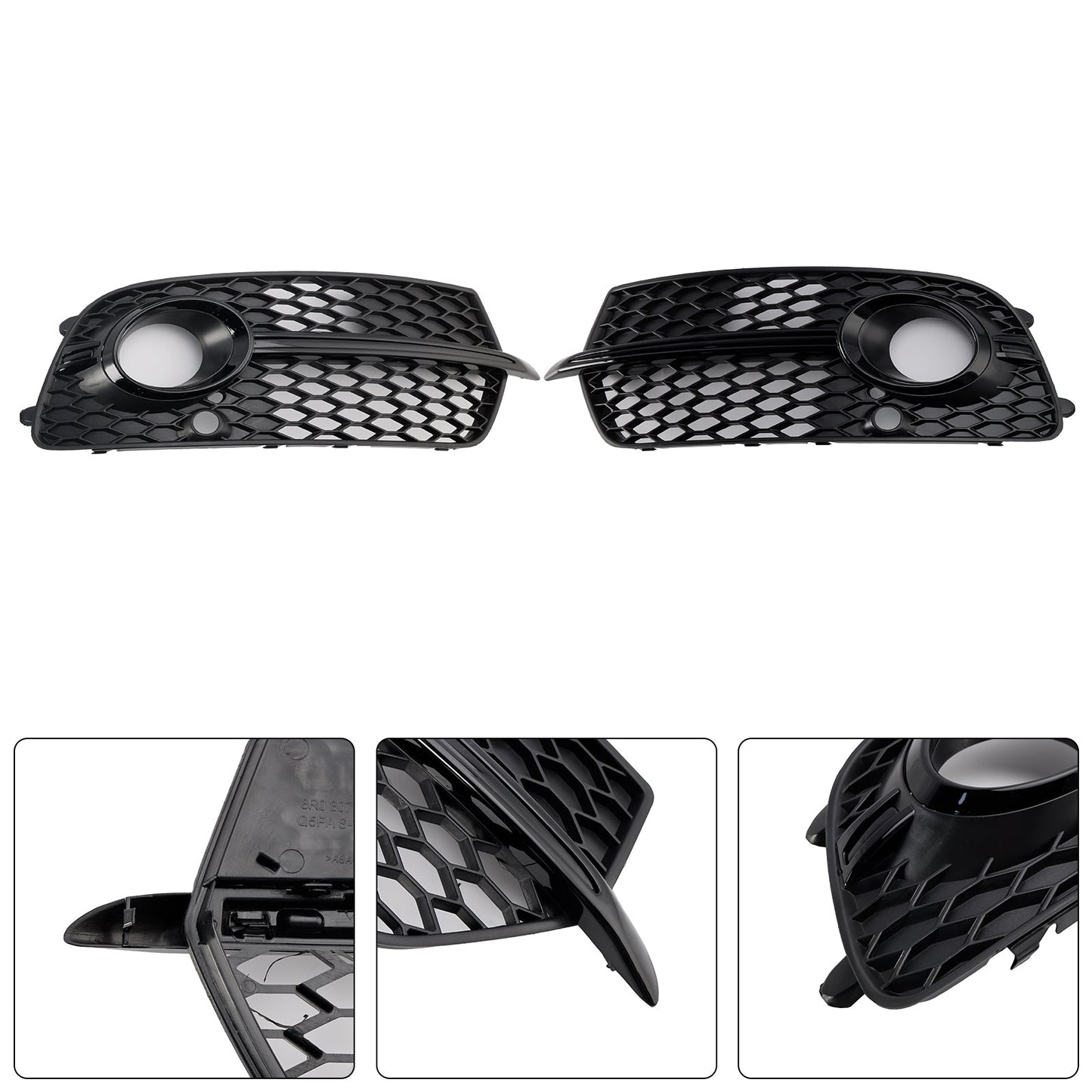 2013-2017 Front Bumper Fog Light Grill Grille Fit Audi Q5 S-Line SQ5 Black