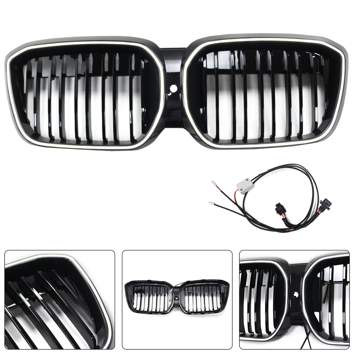 2022-2024 Double Slat Black Front Kidney Grill Grille Fit BMW IX3 G08 LCI