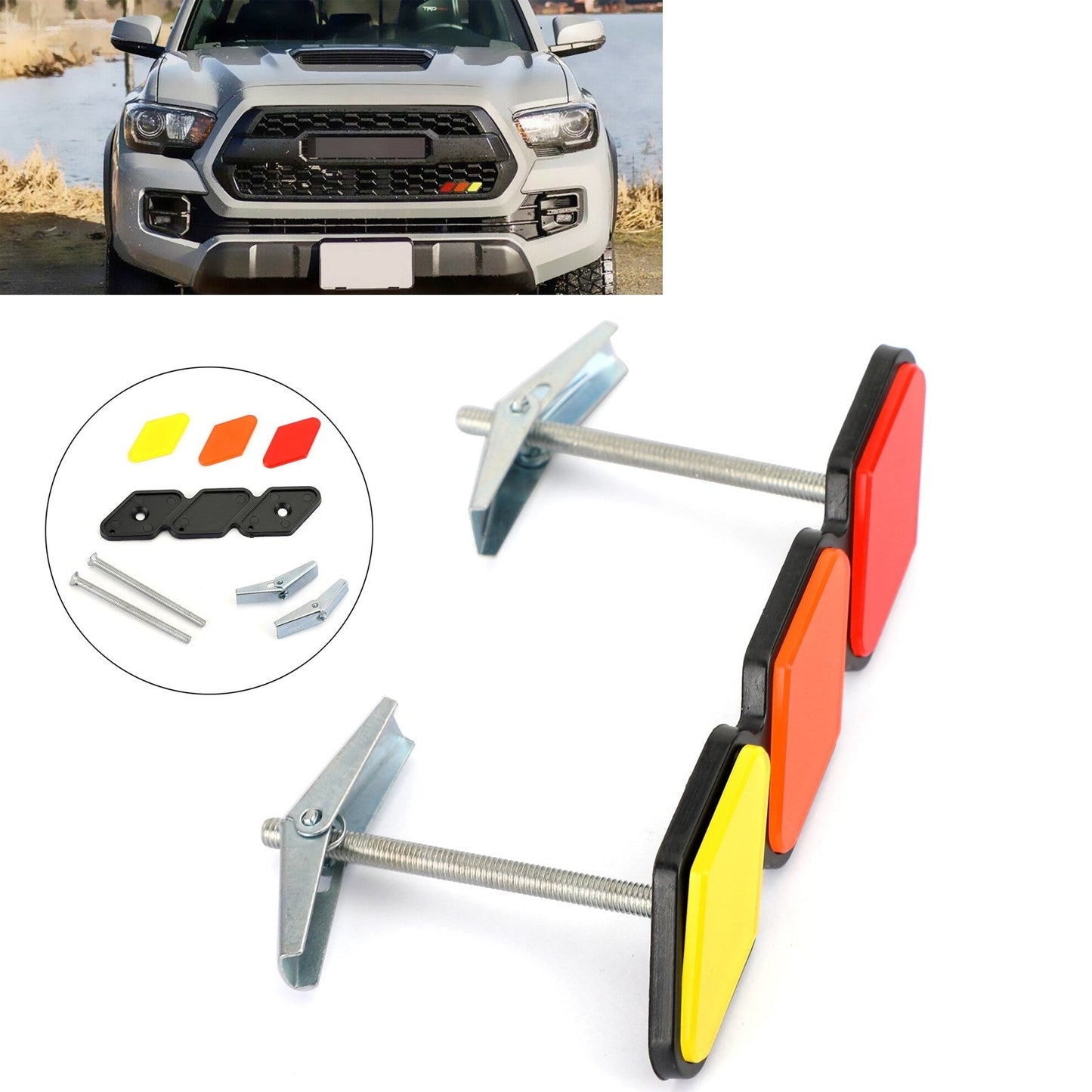 Emblème de calandre tricolore 3 pour Toyota Tacoma 4Runner Tundra Rav4 Highlander