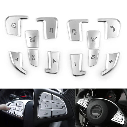 2015-up Mercedes Benz A B C GLA GLS GLE CLS Class Steering Wheel Button Silver Trim