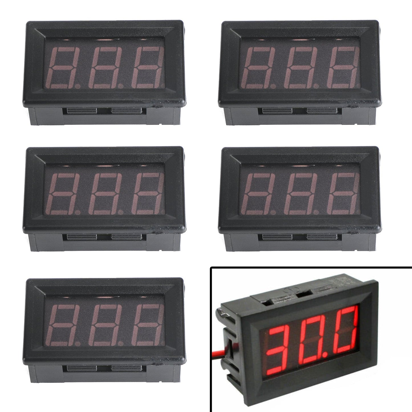 5Pcs Dc5-120V 0.56" 2 Wire Led Digital Display Panel Voltmeter Volt Tester Blue, Red