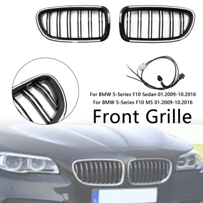 01.2009-10.2016 BMW 5 Series F10 Kidney Bumper Grille Grill Gloss Black 51137203649 51137203650