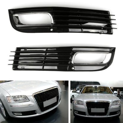 Audi 2008-2010 A8 D3 Pair ABS Car Lower Bumper Grille Fog Light Grill Chromed