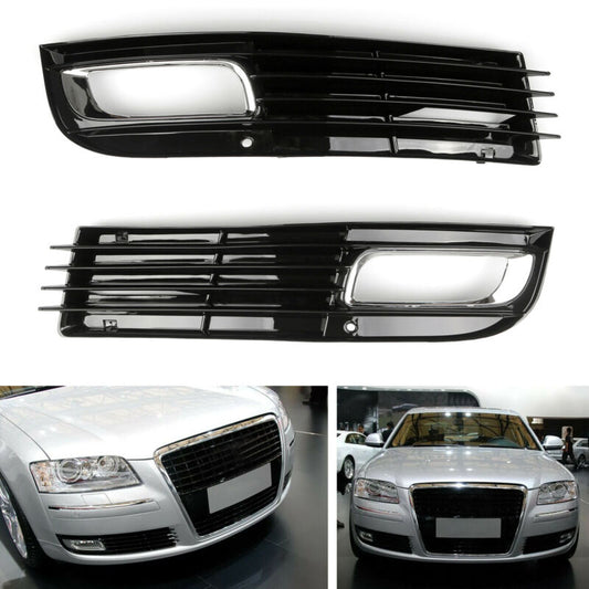 Audi 2008-2010 A8 D3 Pair ABS Car Lower Bumper Grille Fog Light Grill Chromed