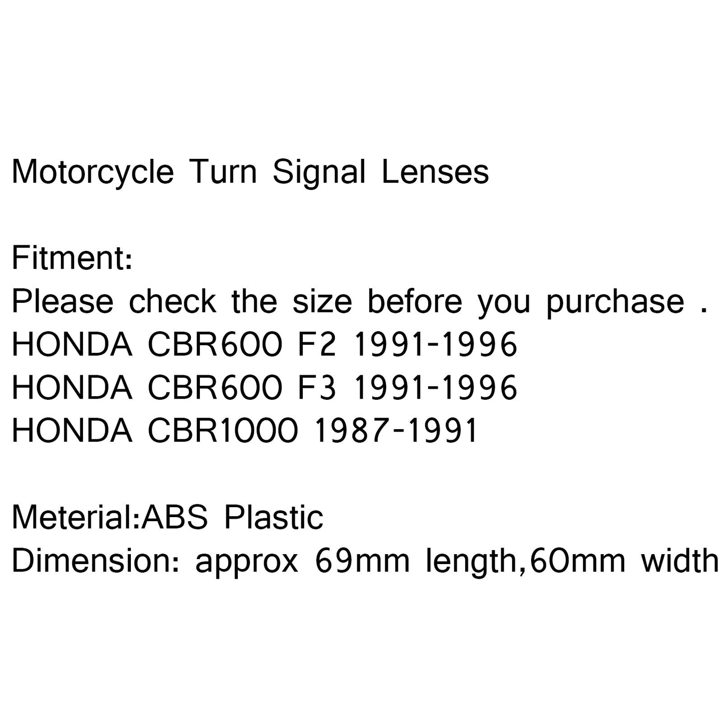 Lentilles de clignotants arrière pour HONDA CBR600 F2 F3 1991-1996 CBR1000 87-91 B Assosary