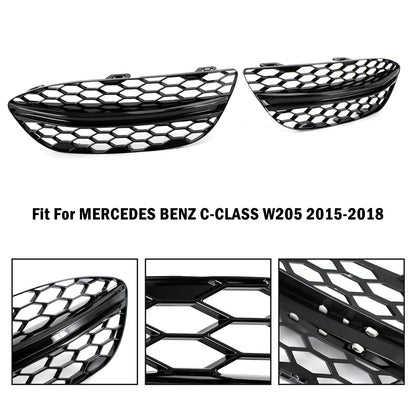 2015-2018 Mercedes Benz C-CLASS W205 Base Sedan Mesh Front Fog Light Cover 2058850723 2058851123 Generic