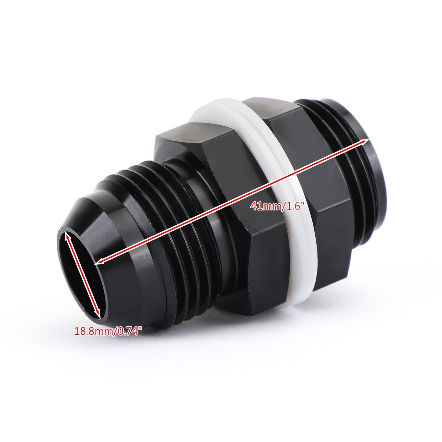 8 AN AN8 Flare Fuel Cell Bulkhead Fitting With Washer Black