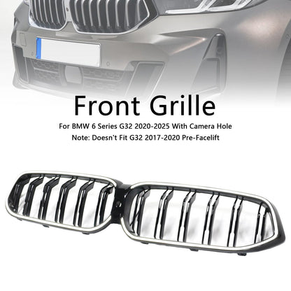 Double Slat Black Front Kidney Grill Grille Fit BMW 6 Series G32 2020-2025