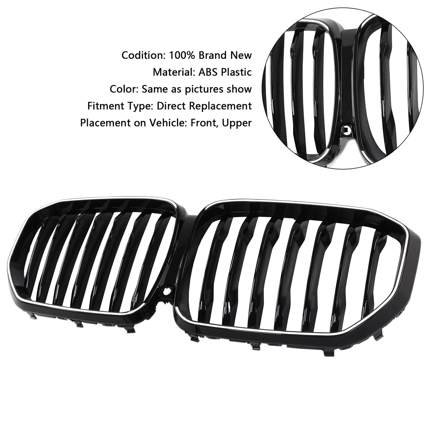 2019-2022 BMW X5 G05 M-Performance Gloss Black Front Kidney Grille 51137454887