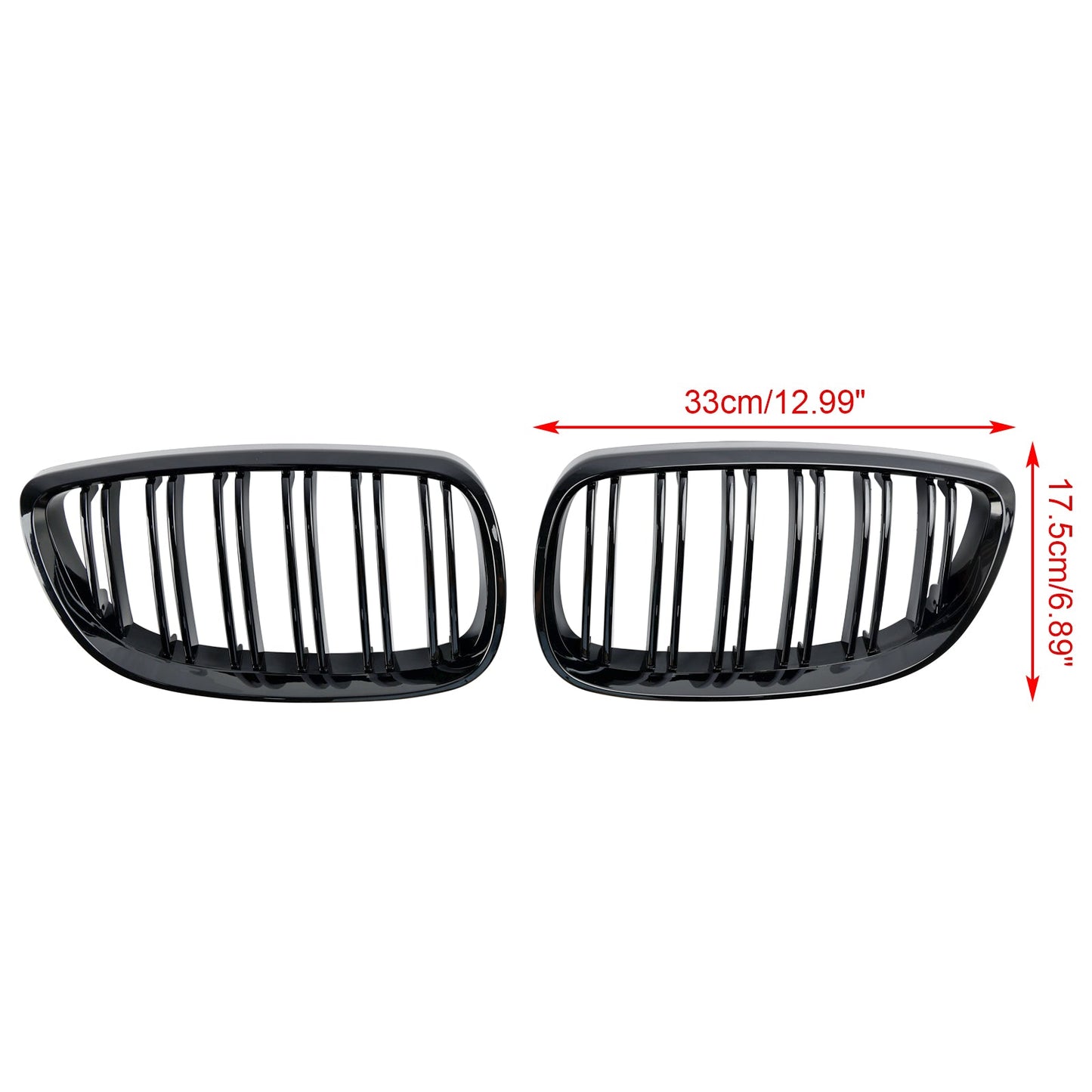 2006-2010 BMW E92 E93 335i/328i/320d/330i/325i/M3 Pre-Facelift Front Kidney Grill Gloss Black Grille