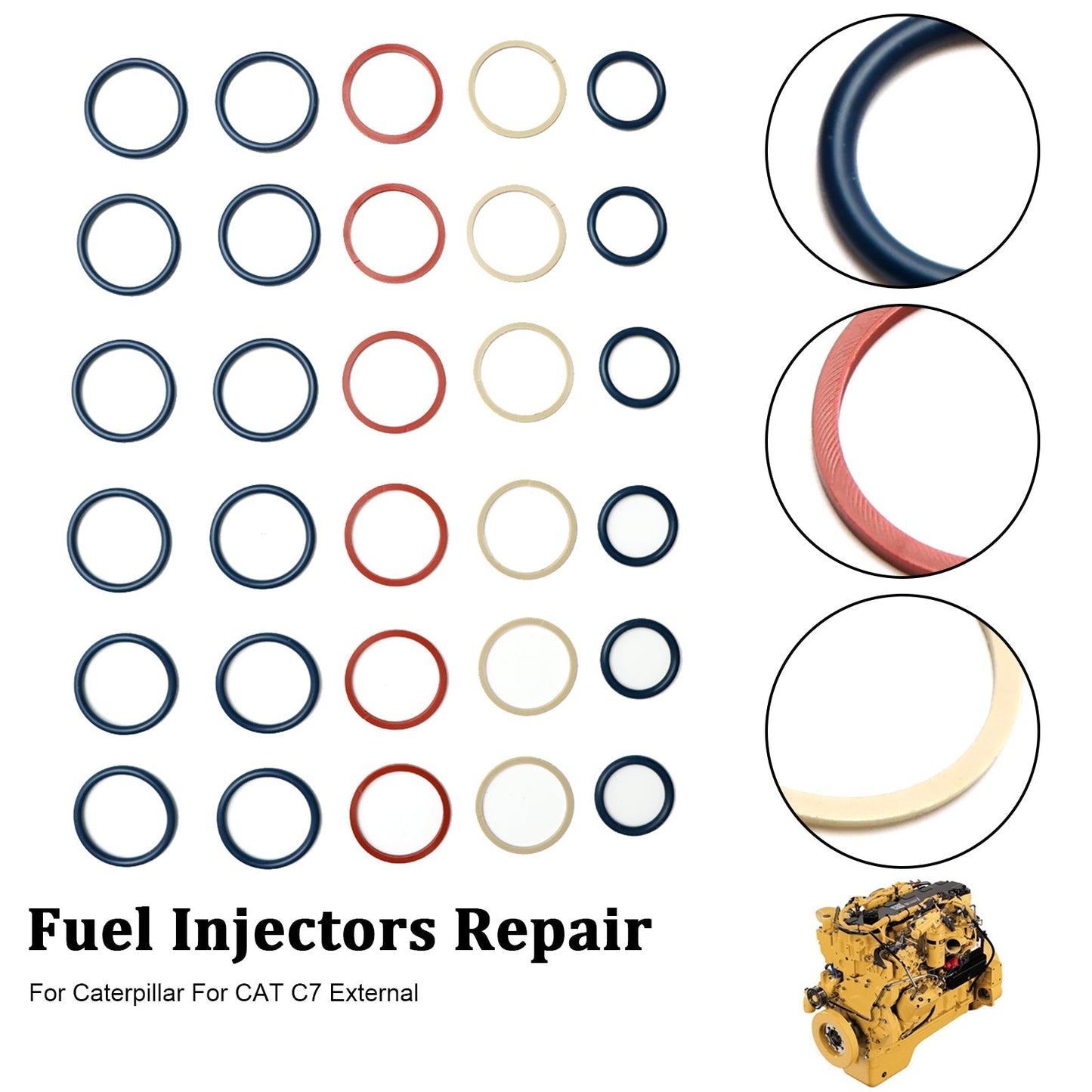 Kit de 6 juntas tóricas para inyectores de combustible externos Caterpillar C7