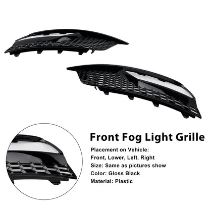 Gloss Black Front Fog Light Grill Covers Fit Audi A3 8V Sedan 2013-2016