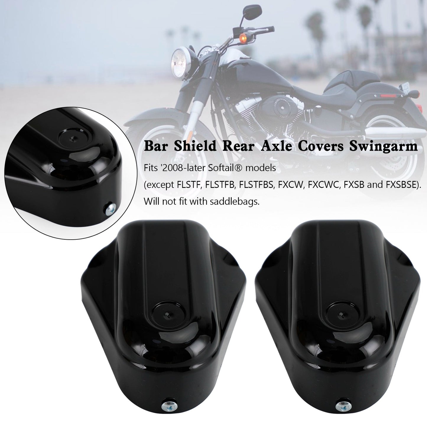 Bar Shield Rear Axle Covers Swingarm For Softail FLS FLSTN 2008-2020