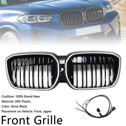 2022-2024 Double Slat Black Front Kidney Grill Grille Fit BMW IX3 G08 LCI