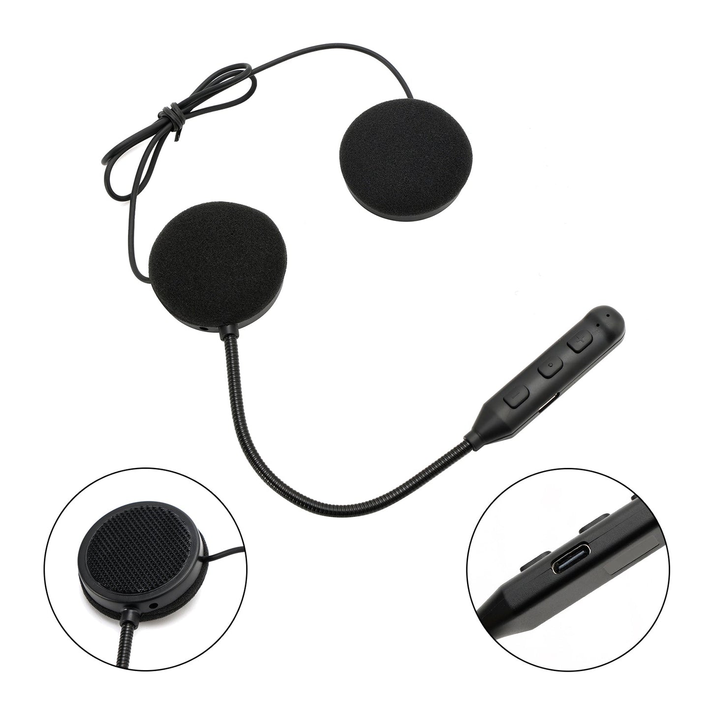 Casque Bluetooth universel avec haut-parleur et écouteurs pour moto, noir