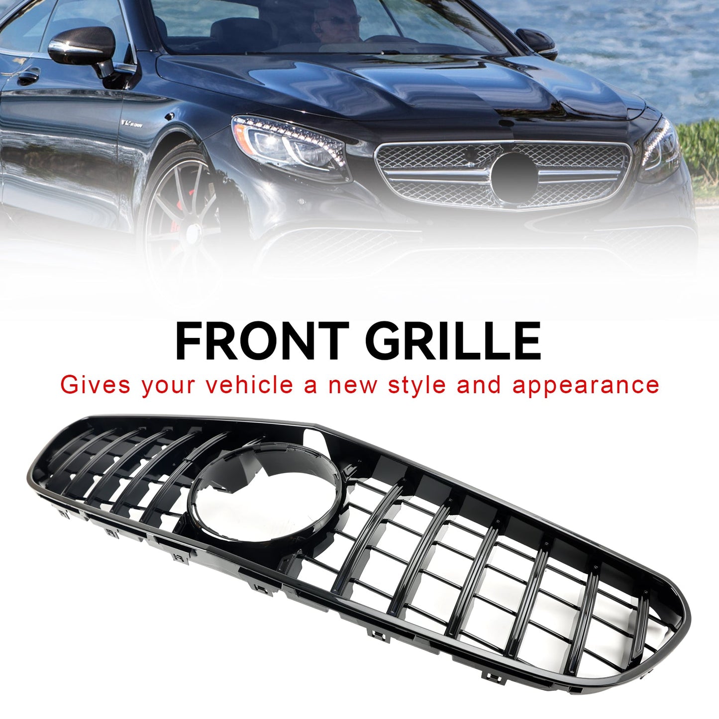 2015-2017 Mercedes Benz S-Class W217 S63 AMG Coupe Front Bumper Grill Replacement Black GTR Style Grille