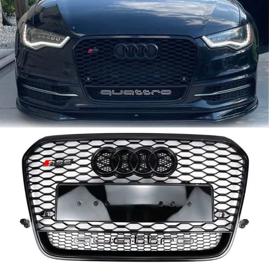 2012-2015 Audi A6/A6 Sline/S6 C7 Honeycomb Grille Front Bumper Black Grill Replacement