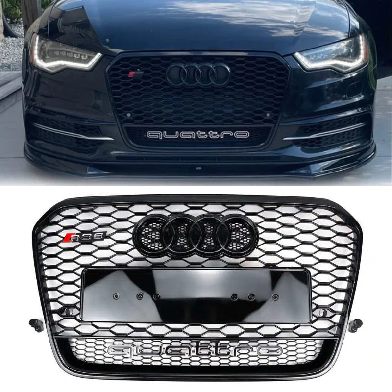 2012-2015 Audi A6/A6 Sline/S6 To RS6 Style Honeycomb Grille Front Bumper Grill Replacement