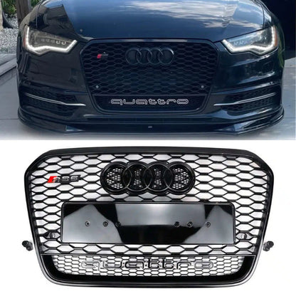 2012-2015 Audi A6/A6 Sline/S6 To RS6 Style Honeycomb Grille Front Bumper Grill Replacement