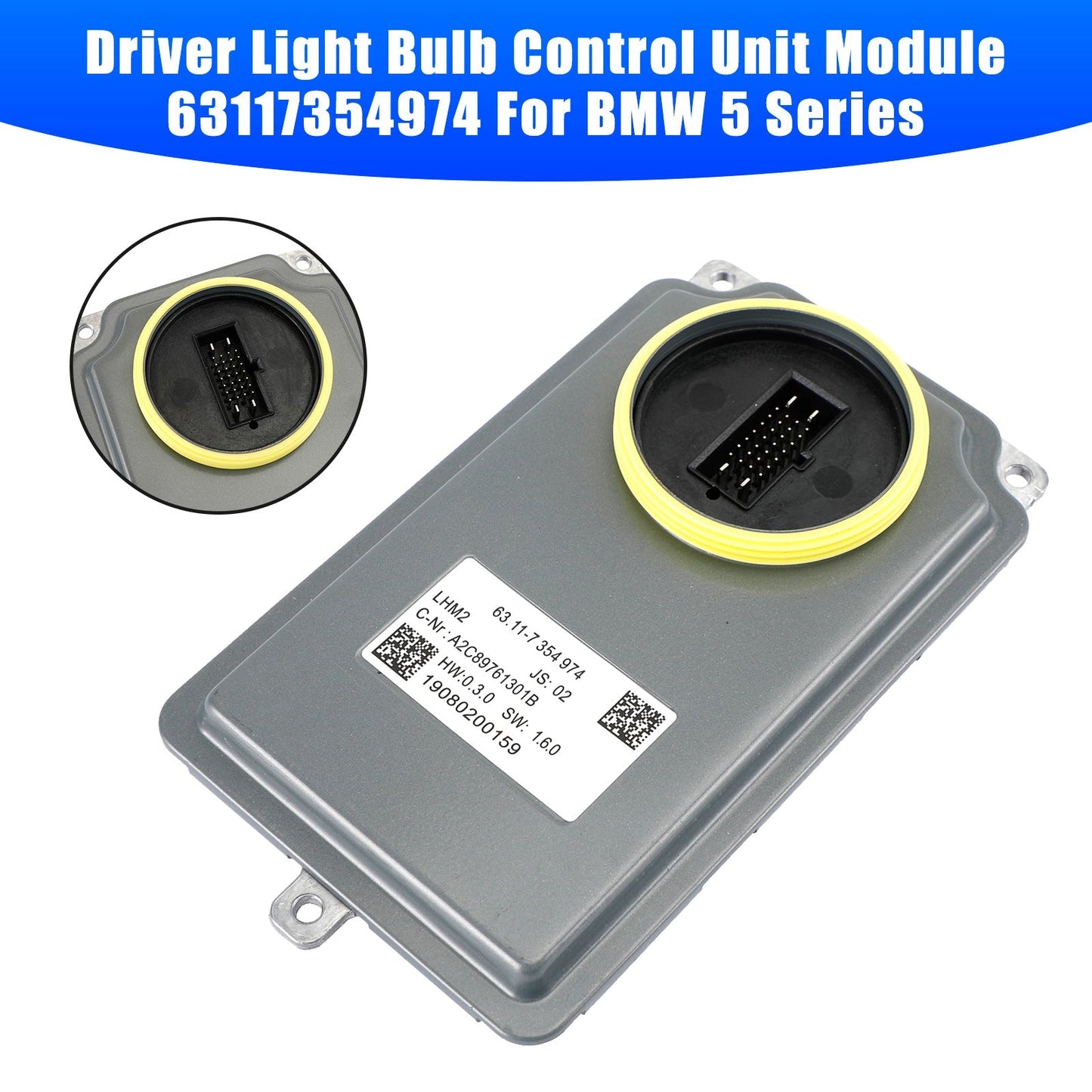 Module de commande d'ampoule de feu de route 63117354974 pour BMW 528i, 528ix, 535i, 535ix (2014-2017)