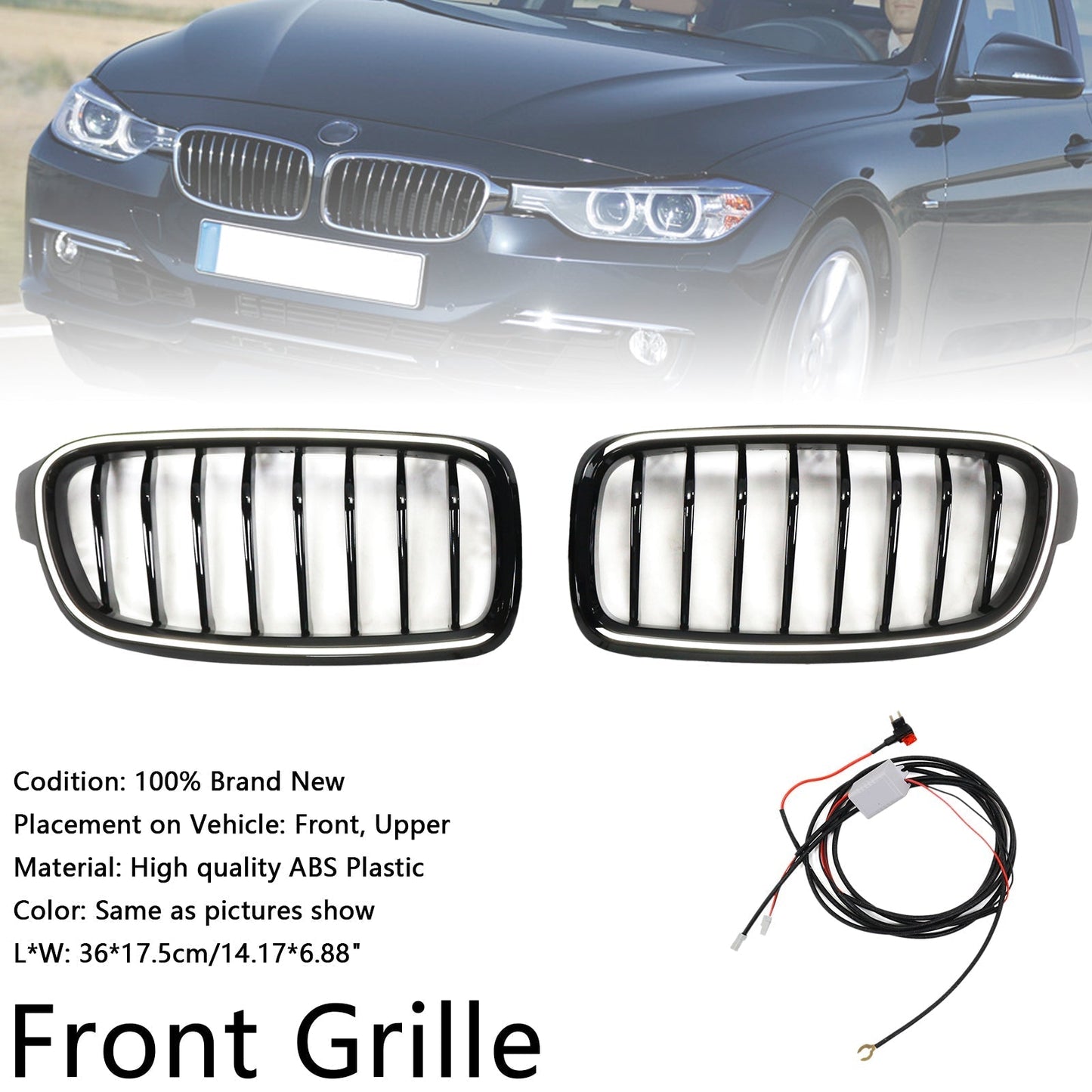 2012-2019 BMW 3 Series F30 F31 F35 Gloss Black 51137263481 Front Kidney Grille Grill
