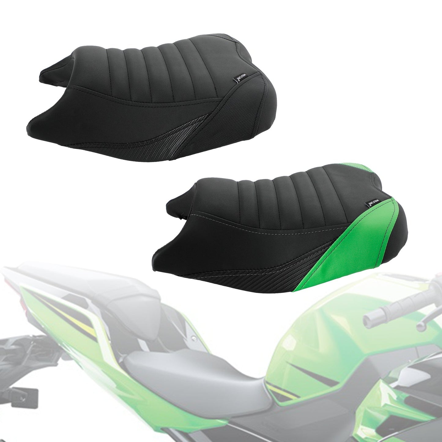 Asiento completo para conductor y pasajero Kawasaki Ninja 400 Z400 (2018-2022), color verde y negro