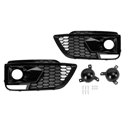 Audi 2018-2020 RSQ5 Q5 SQ5 SUV Black Front Honeycomb Fog Lamp Grilles Cover