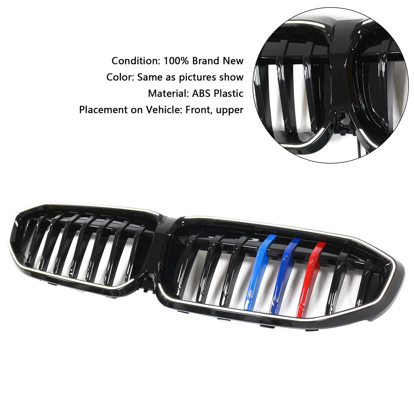 2019-2022 BMW 3 Series G20 Black Kidney Grille Grill M-Style 51138072085