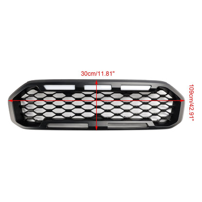 Ford Ranger 2019-2023 Front Bumper Grill Raptor / Honeycomb / Mesh Style Black Grille W/ 3 White LED Light