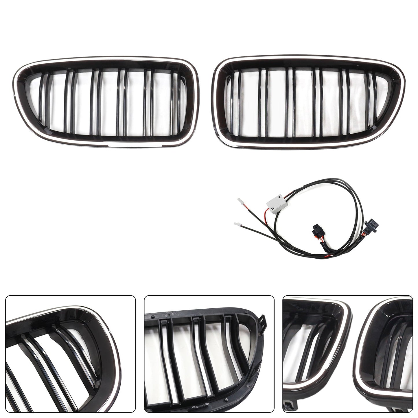 11.2009-02.2017 BMW 5-Series F11 Kidney Bumper Grill Grille Gloss Black 51137203649 51137203650