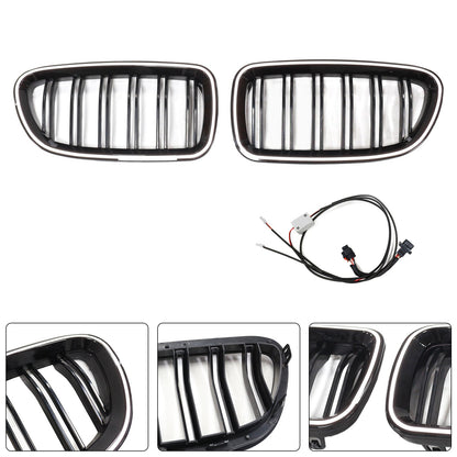 01.2009-10.2016 BMW 5-Series F10 Kidney Bumper Grill Grille Gloss Black 51137203649 51137203650