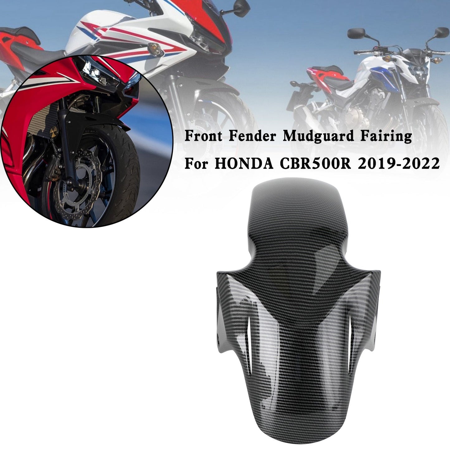 Guardabarros delantero y protector de barro, carenado y protector de fibra de carbono para Honda CBR500R 2019-2022
