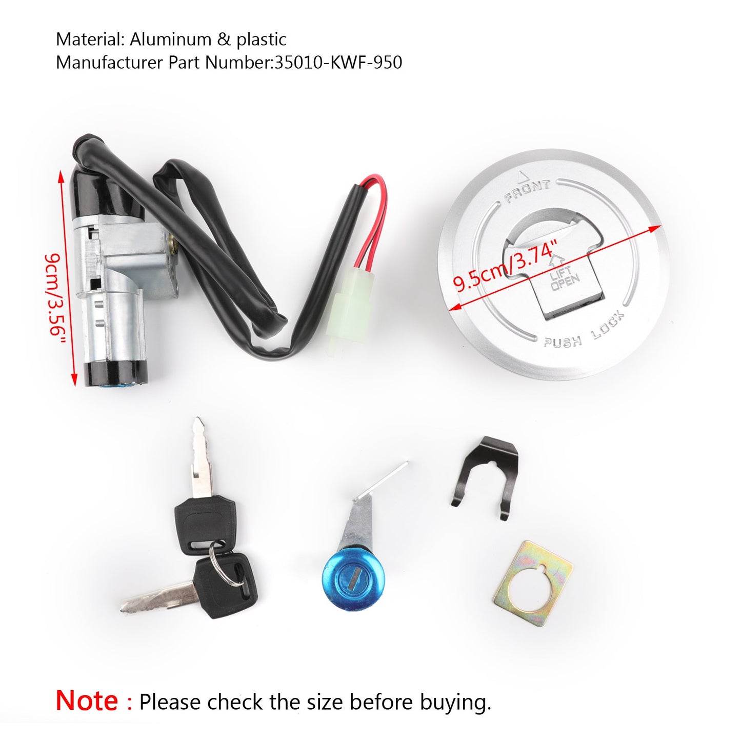 Honda CBF125 2009-2013 Ignition Switch Petrol Fuel Cap Seat Lock Set Kit Keys